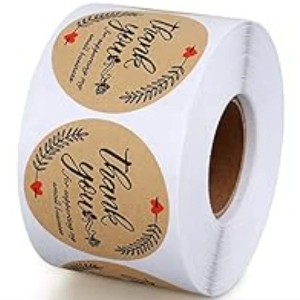 100 ct  2 Inch  Kraft paper Thank you, labels.